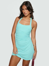 Lolan Halter Mini Dress Aqua