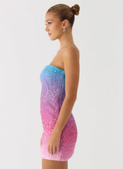 Step Closer Sequin Knit Mini Dress Pink
