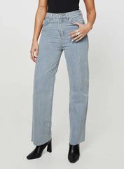 Kalinda High Rise Straight Leg Jeans Blue