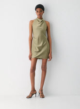 Audience Satin Mini Halter Dress