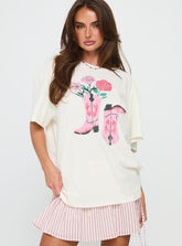 Lassie Girl Oversized Graphic Top Cream