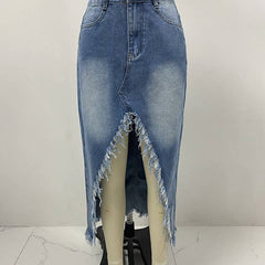 High Waist Irregular To Make Old Washed Skirt