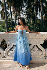 Summer-Sky Blue Gradient Maxi Dress