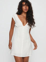 Lover Like Me Linen Mini Dress White