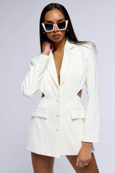 Birdy Blazer With Back Cut Out In White