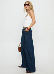 Naylor Mid Rise Wide Leg Jeans Mid Blue Denim Petite