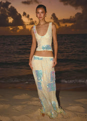 Erinah Sequin Maxi Skirt Yellow
