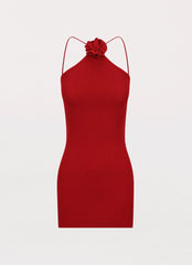 Delphi Rose Knit Mini Dress - Rouge Red