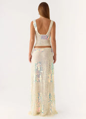 Erinah Sequin Maxi Skirt Yellow