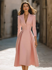 Emily | Elegant Pleated Blazer Midi Dress