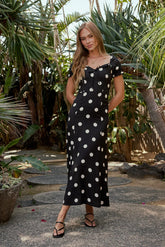 Marlow Polka Dot Maxi Dress In Black Final Sale