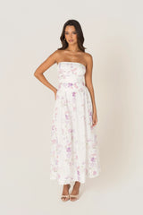Freda White Floral Strapless Maxi Dress