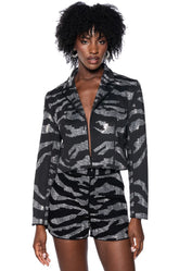 Pop Star Zebra Rhinestone Crop Blazer