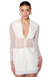 Beibs In The Trap Corset Blazer Dress With Rhinestone Sleeves
