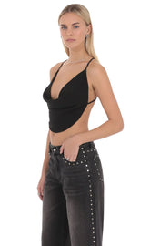 Elvion Drape Halter Top In Black