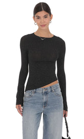 Shimmer Asymmetrical Top In Black