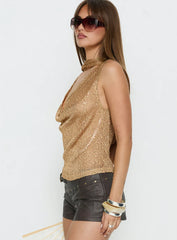 Mistori Sequin Hooded Top Gold