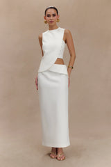 Astrid Asymmetric Sleeveless Suiting Top White