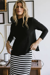 Textured Mock Neck Top In Black Final Sale