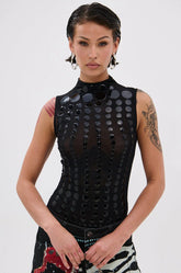 Not My Fault Sleeveless Bodysuit In Black