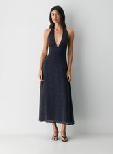 Orchard Halter Dress-Admiral/White