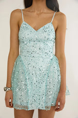 Roselisse Sequin Mini Dress Sage