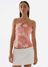 Julienne Beaded Top Coral