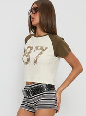 87 Classic Graphic Top White / Green