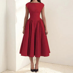 Elegant Pleated Midi Dress For Women