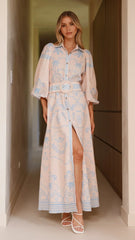 Xander Long Sleeve Maxi Dress - Blue