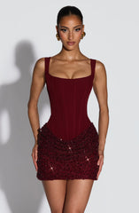 Yeona Mini Dress - Burgundy