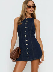 Yumiko Denim Romper Raw Denim