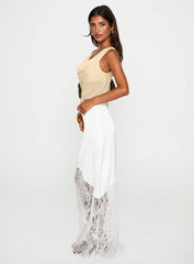 Castelli Lace Maxi Skirt White
