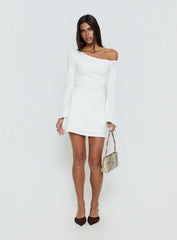 Adrietta Long Sleeve Off Shoulder Mini Dress White