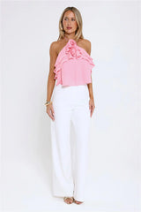 Floral Pop Halter Top Pink