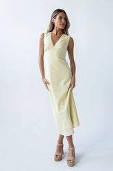 Hailey Lace Trim Maxi Dress In Yellow