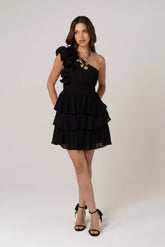 Belinda One Shoulder Mini Dress With Ruffles