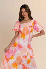 Jessica Drop Shoulder Puff Sleeve Midi Dress