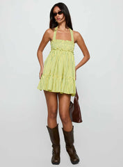 Tiptoe Mini Dress Yellow Stripe