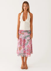 Valley Midi Skirt Pink Floral