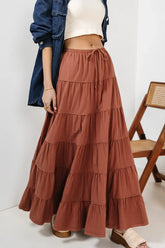 Kenzington Tiered Skirt In Brown Final Sale