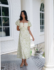 Blanca Contrast Olive Green Midi Dress