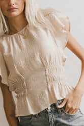 Whit Smocked Blouse In Cream Final Sale