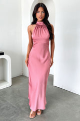 Daphne High Neck Maxi Dress - Rose