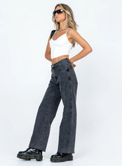 Arlington High Rise Straight Leg Denim Jeans Black