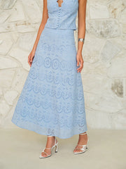 Eyelet Pattern Maxi Skirt