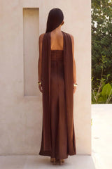 Elsa Strapless Scarf Maxi Dress - Chocolate