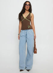 71 Classics V Neck Top Brown