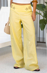 Alamara Yellow Floral Detail Wide Leg Pants Pre Order