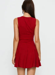 Aeryn Tie Front Mini Dress Red